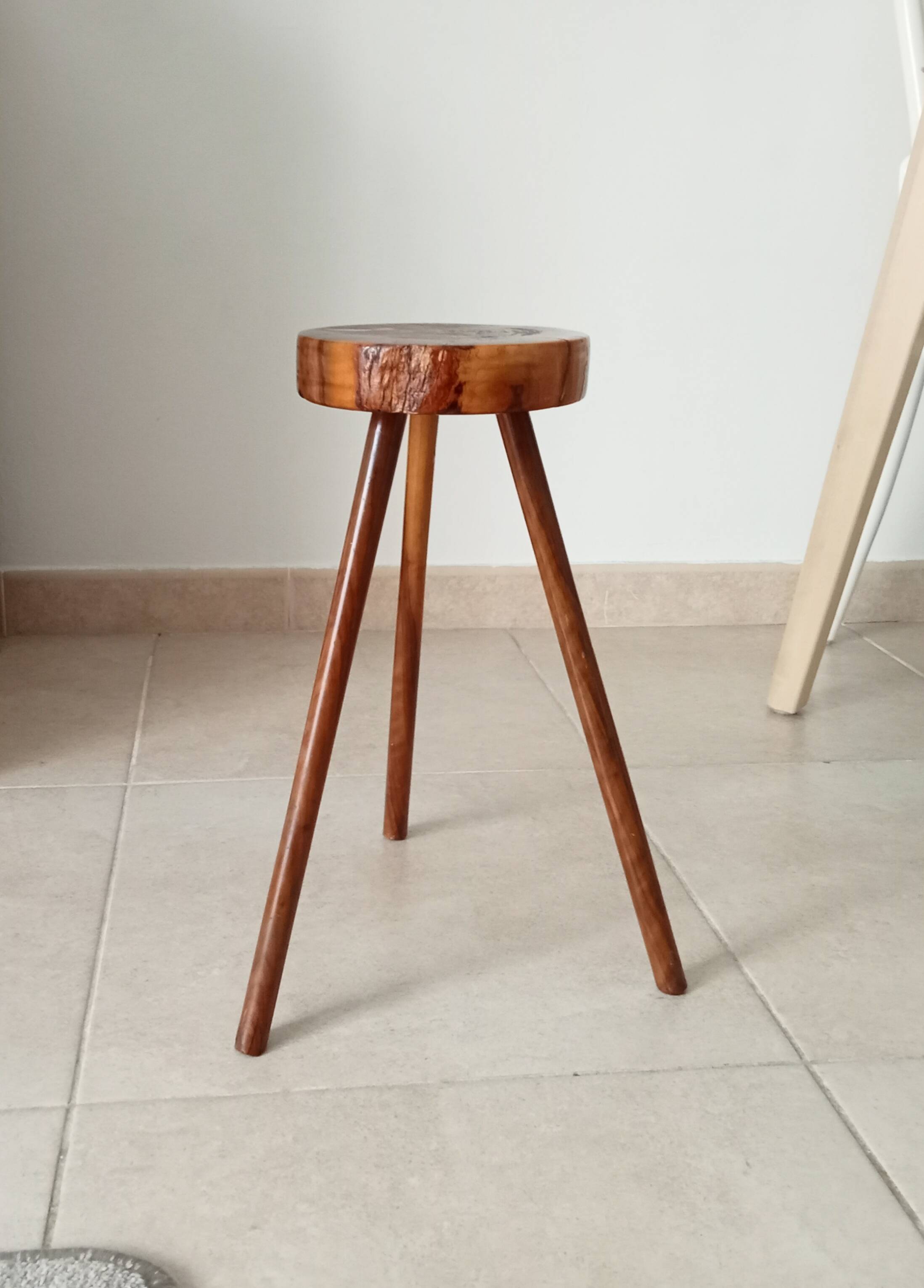 Brutalist tripod stool from the 1960s.