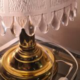 Delux lamp 1970 A 80 gold chrome ,,,,,and molded glass 31x22 very good condition