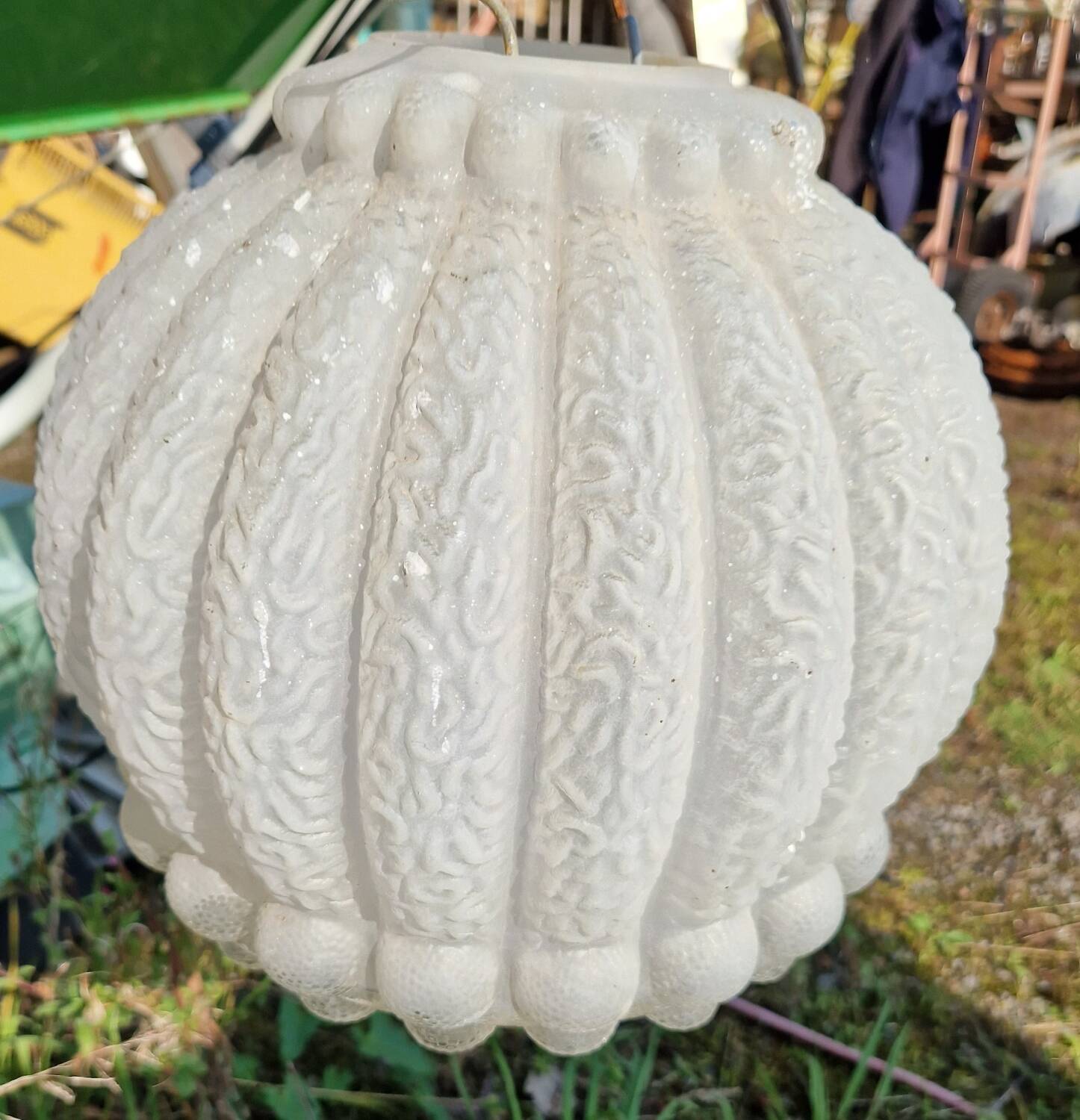 Molded glass hanging globe