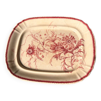 Plat terre de fer rose 19 siècle