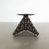 Modernist sculptural style brutalist copper candleholder, Austria 1950