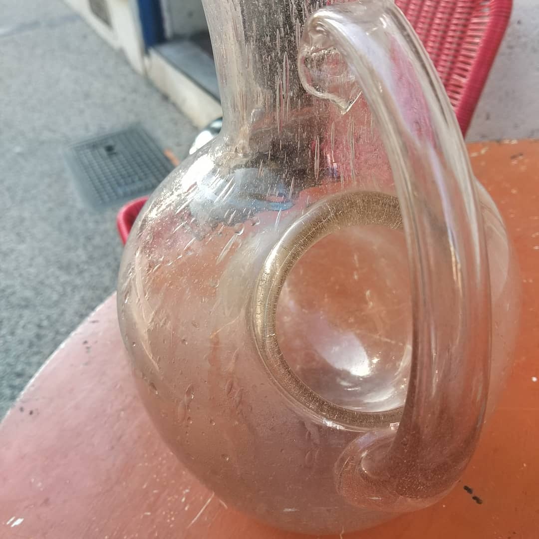 Glass pitcher from Biot with a lid, circa 1960