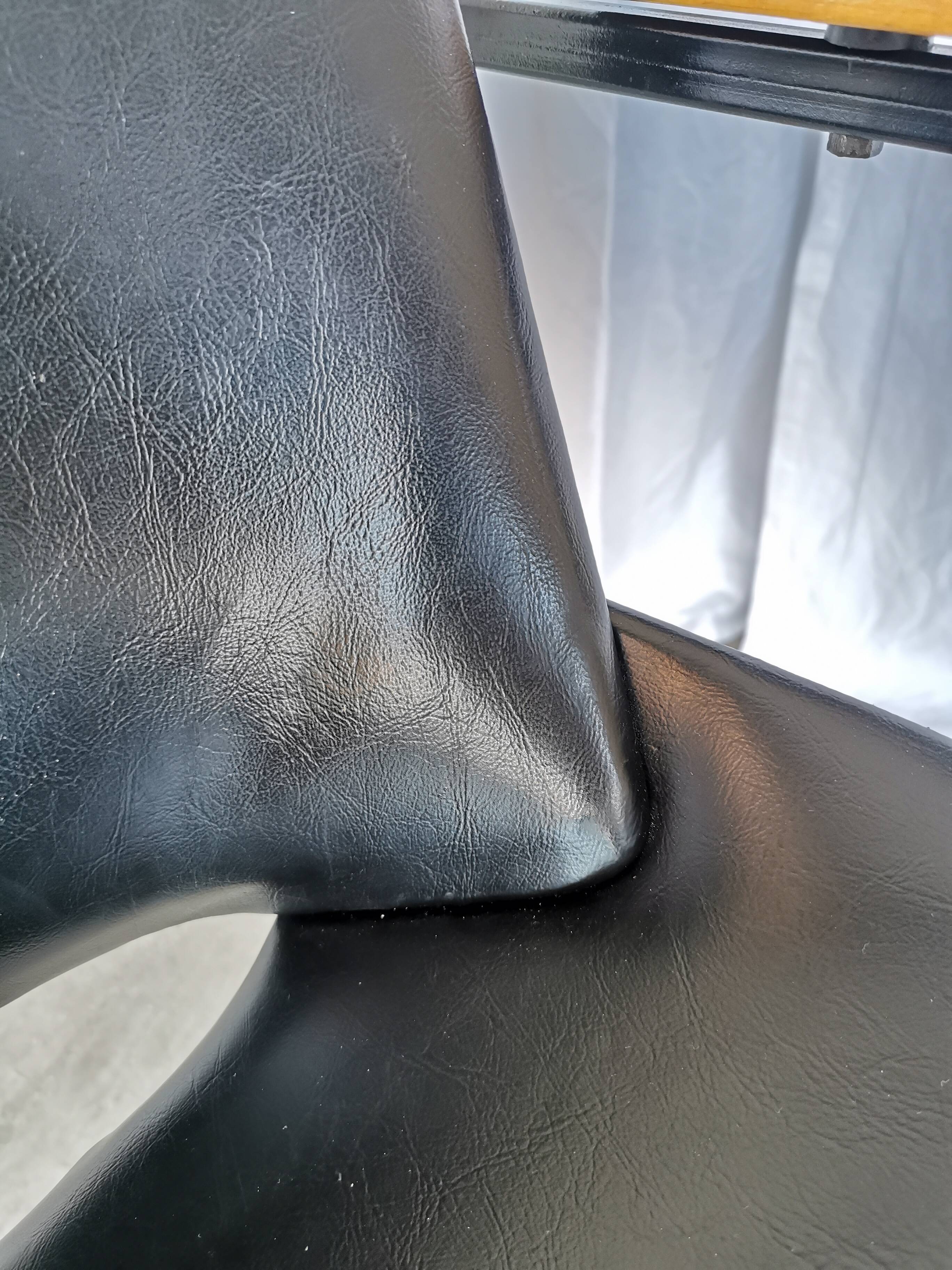 Vintage Niko Kralj Lounge Chair: Black Skai Leather & Wood Armrests