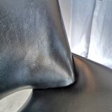 Vintage Niko Kralj Lounge Chair: Black Skai Leather & Wood Armrests