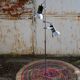 Floor lamp in metal chrome with 3 spotlights, 70s