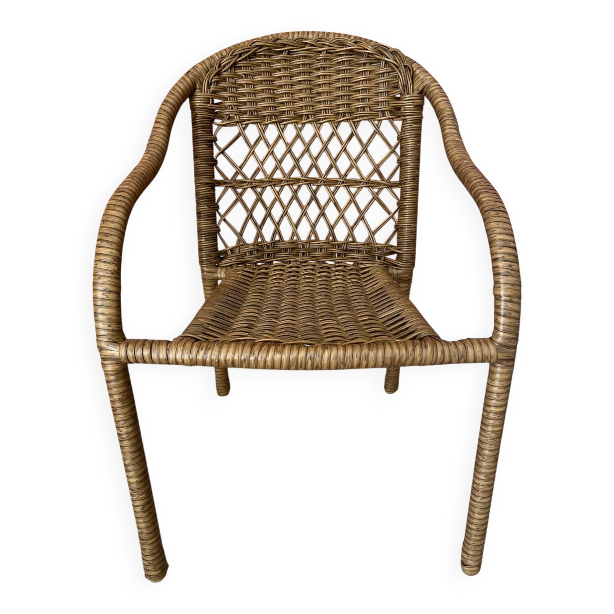 Small children's chair in beige scoubidou.