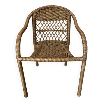 Petit fauteuil enfant en scoubidou beige