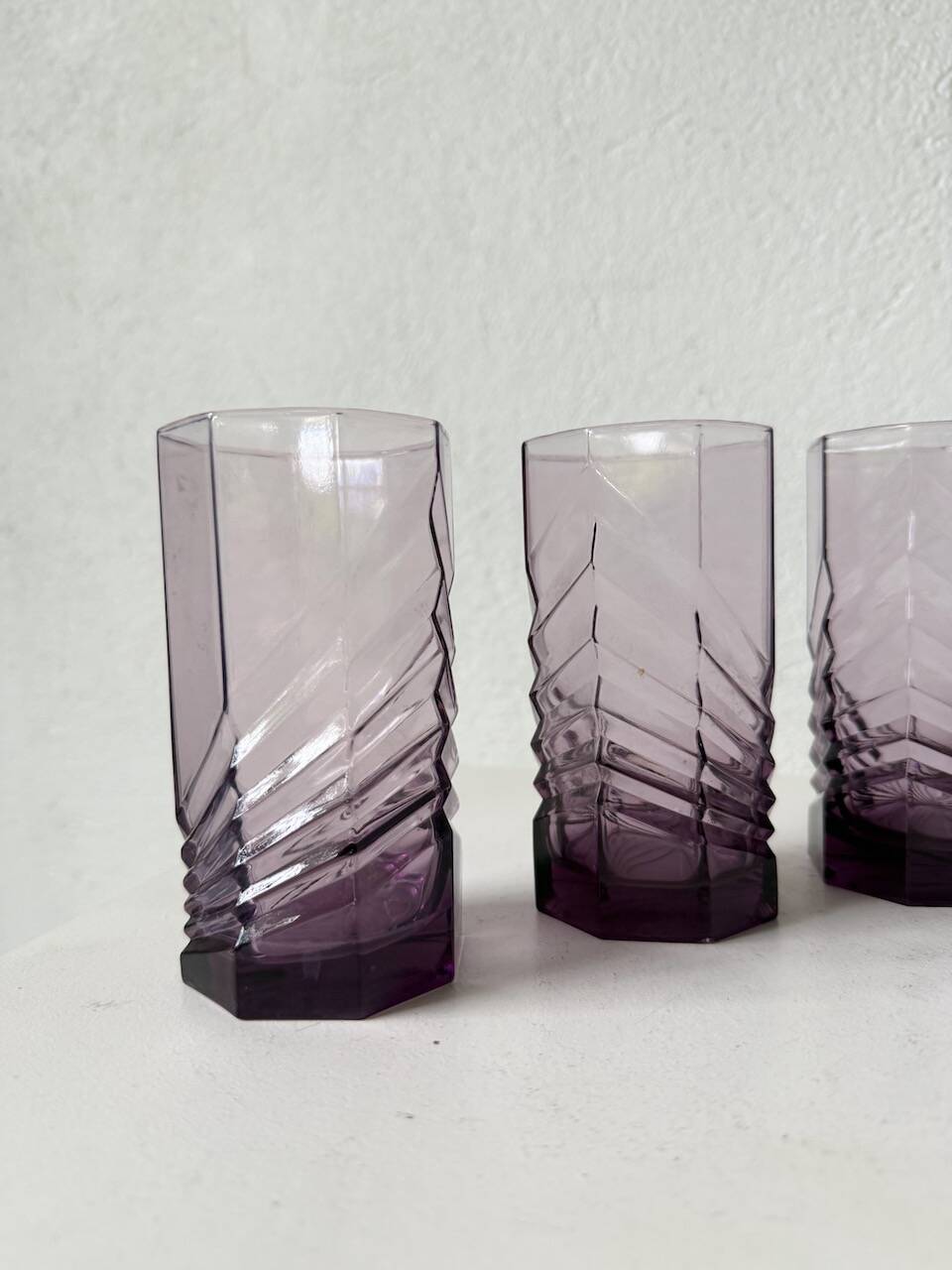 4 verres octogonaux graphiques violets