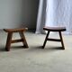 Small stool with a curved seat in Asian teak H36 W21