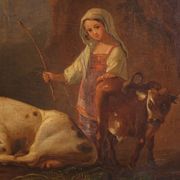 Peinture bucolique antique du 19ème siècle