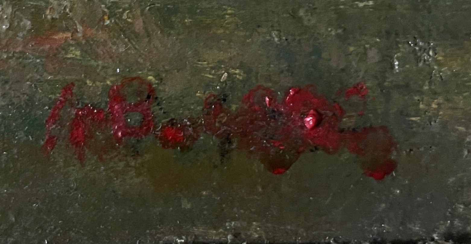 Tableau HST "Twilight Countryside" signed (?) + frame