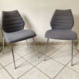 Pair of Kartell Mauï Soft grey chairs, designed by Vico Magistretti