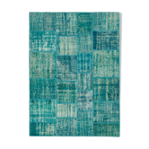 Hand-Knotted Oriental Overdyed 173 cm x 240 cm Turquoise Patchwork Carpet