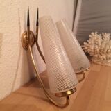 Double Arlus 50s wall lamp, brass and glass