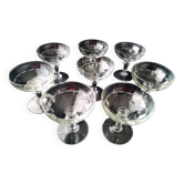 8 old glass champagne glasses