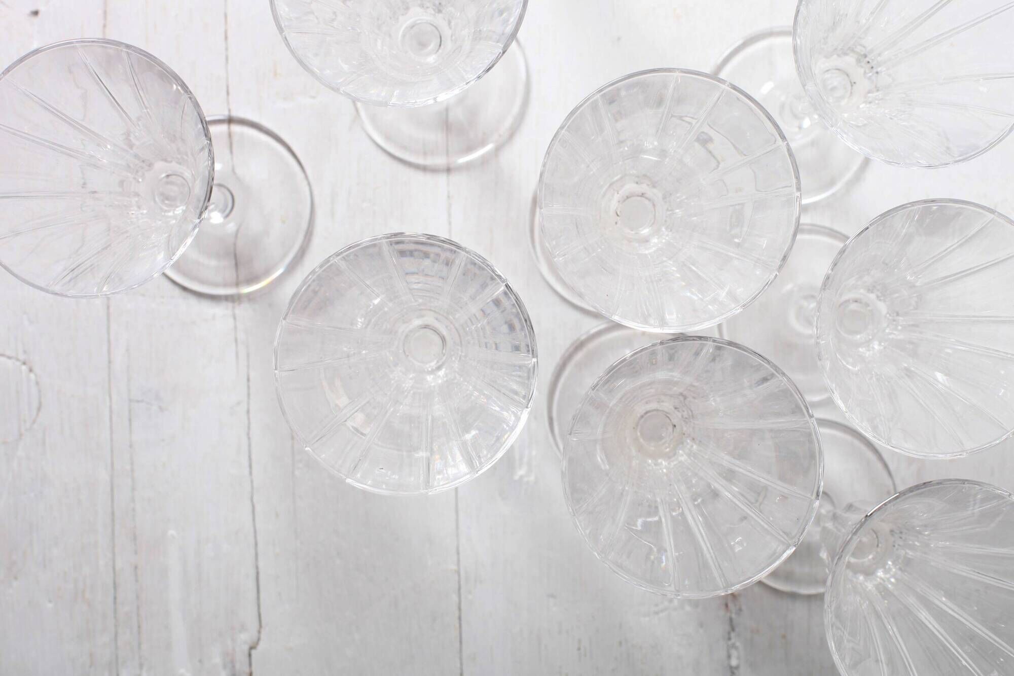 Set of 8 Crystal Vintage Champagne Flutes, Prosecco Clear Italian