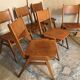 Set of 6 vintage wooden stackable chairs compass legs Germany 1960's