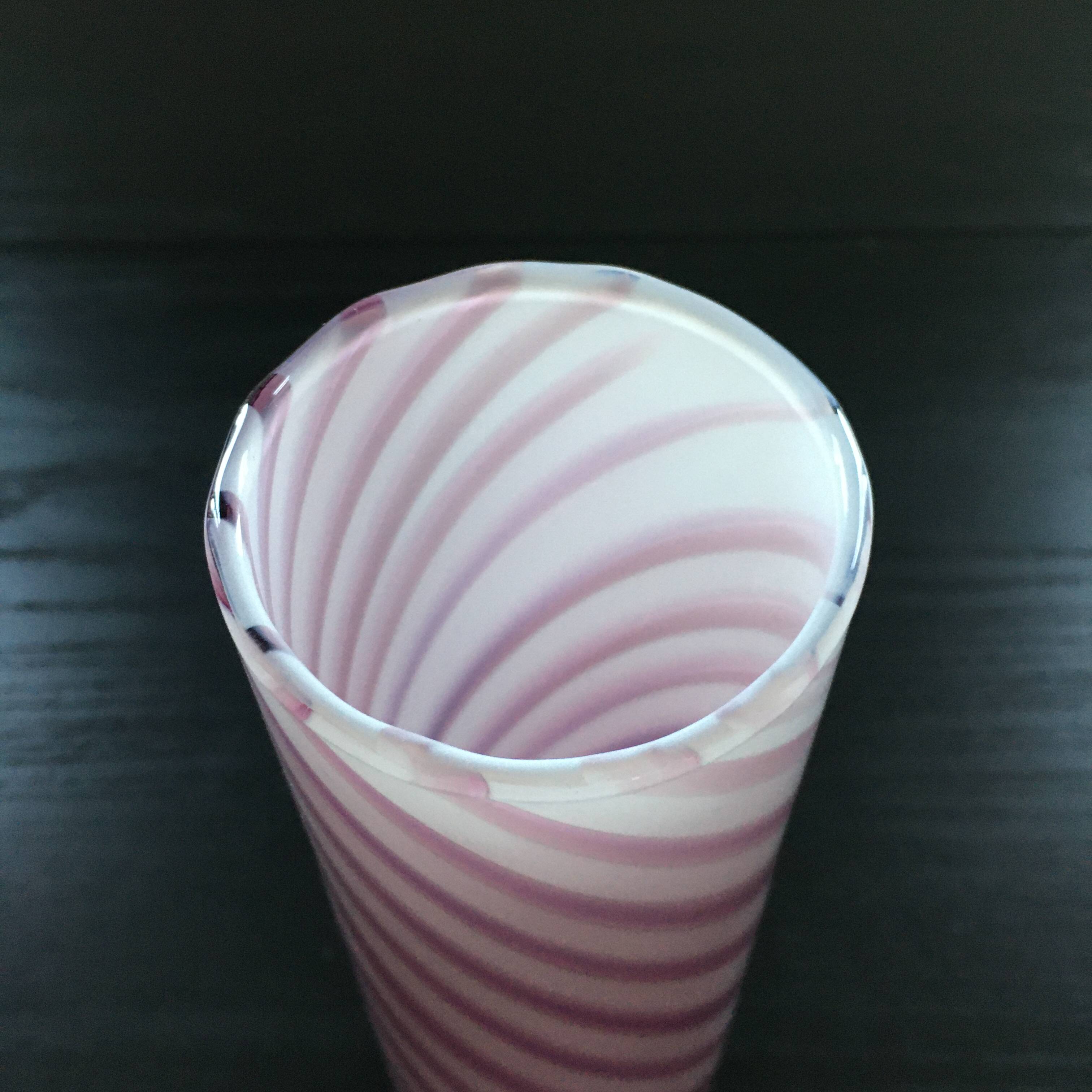 Two-tone pink glass vase