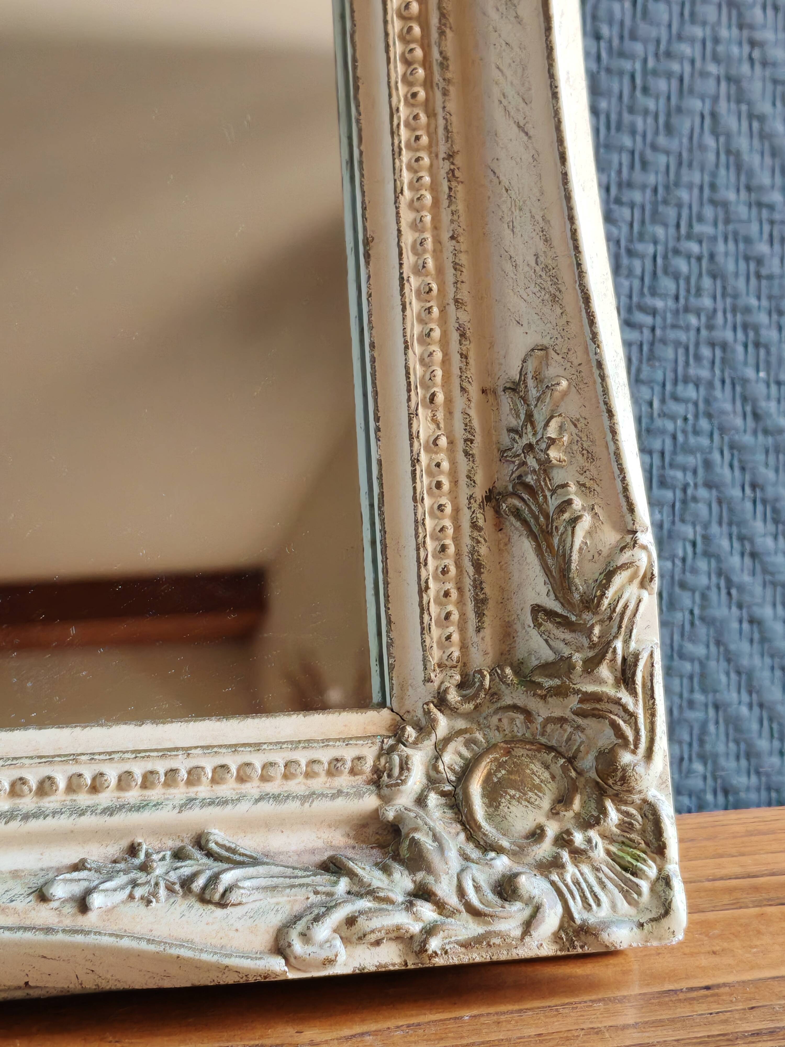 Vintage Rectangular Wall Mirror – Carved Solid Wood Frame