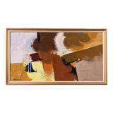 Mid-Century Modern Swedish "Autumn Rhapsody" Vintage Abstract Oil Painting, Hans Osswald