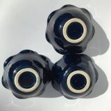 3 Vallauris Cups deep blue wavy edge