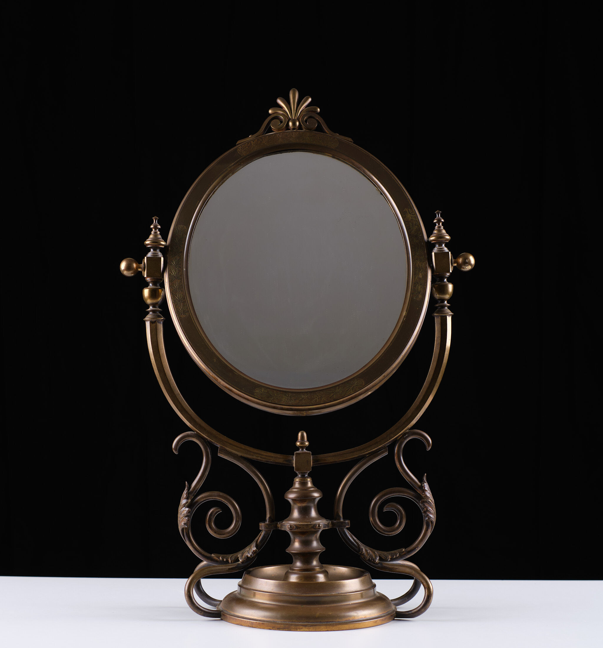 Victorian brass table mirror, 1880s, England