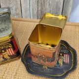 Vintage white metal tea boxes