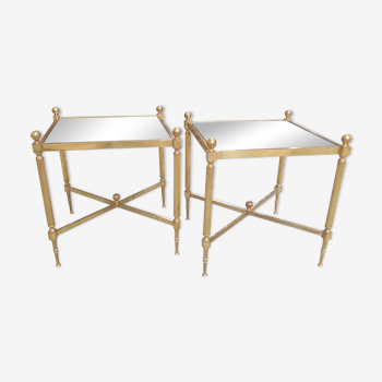 Pair of brass sofa tables neoclassical style