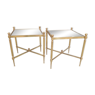 Pair of brass sofa tables neoclassical style