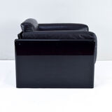 Fauteuil Simone en cuir noir par Ufficio Progetti Gavina pour Simon International