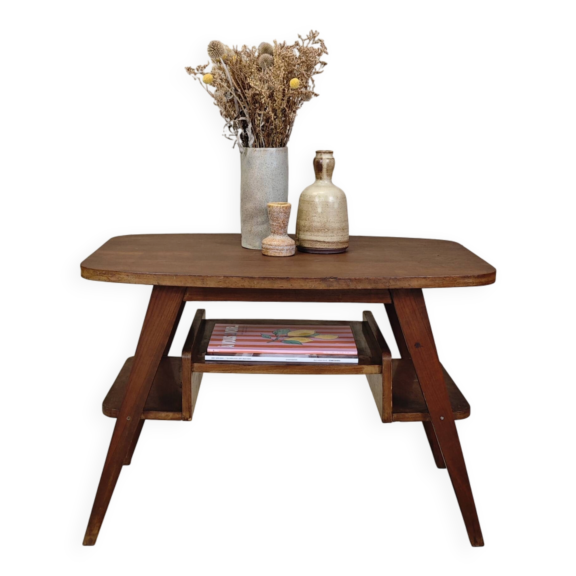 Vintage coffee table with tapered legs