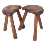 Pair of wooden tripod stools, mountain work, 1950s