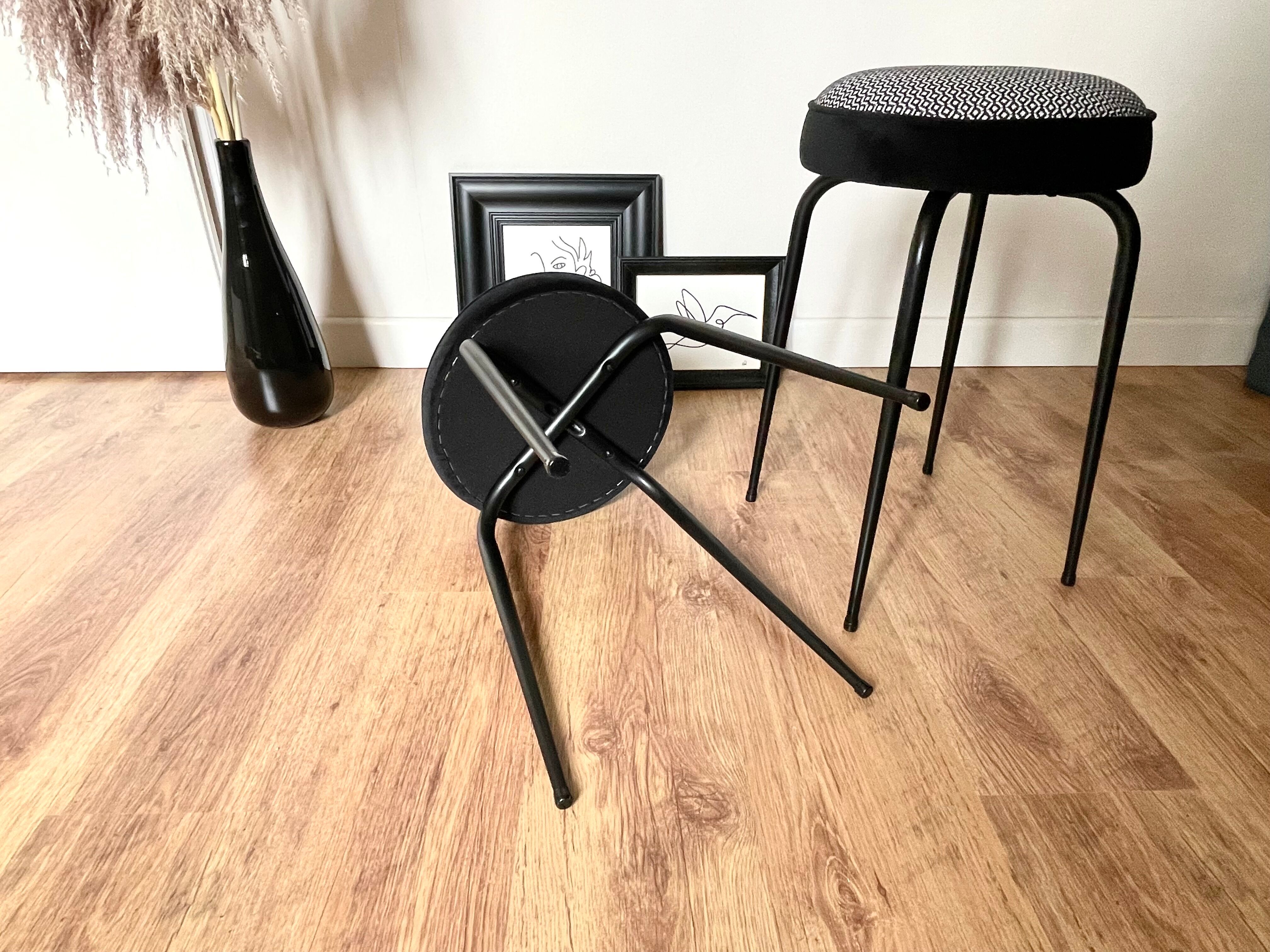 Black and white stools