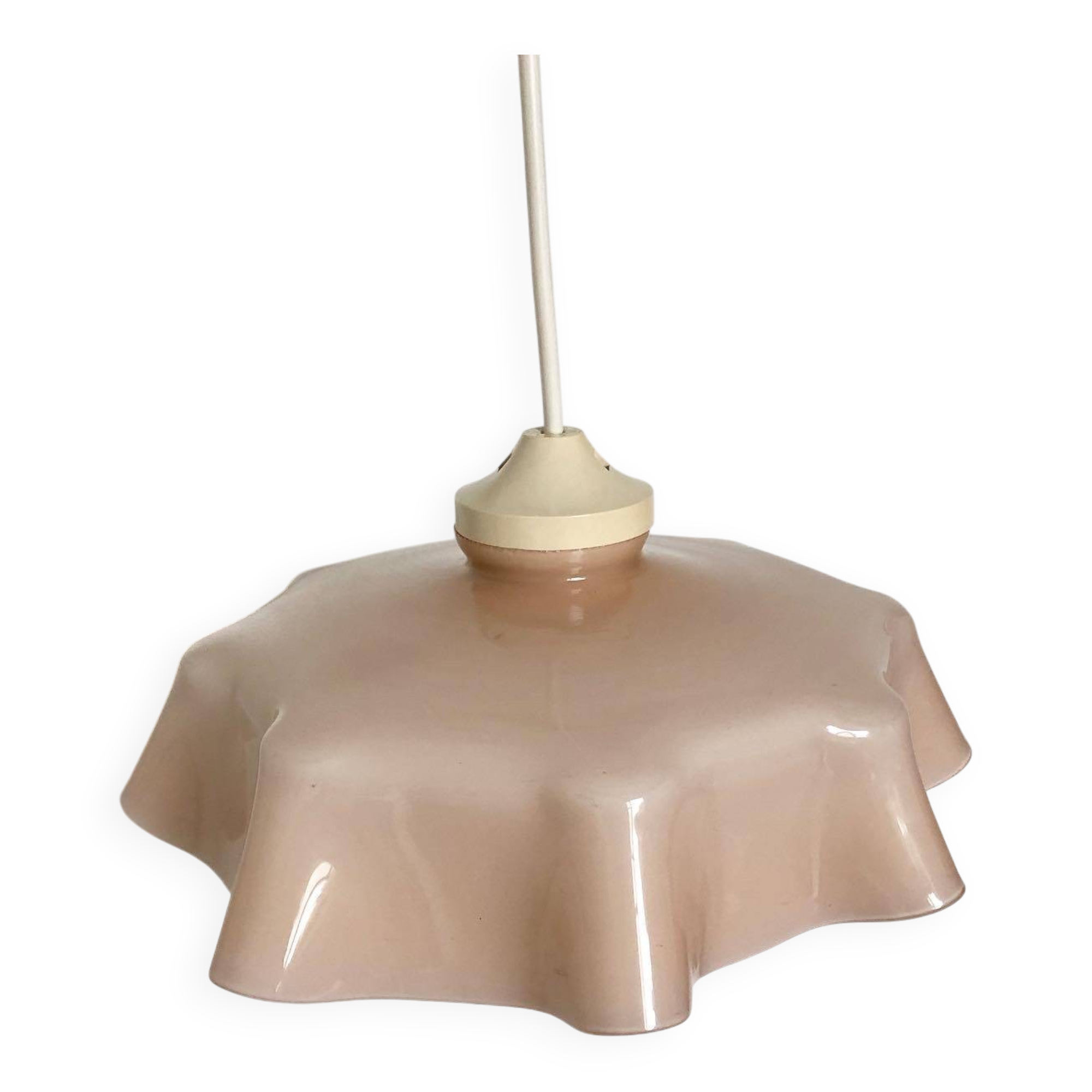 Suspension en opaline rose vintage