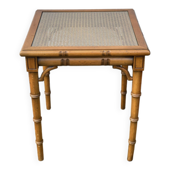 Faux Bamboo and Glass Side Table