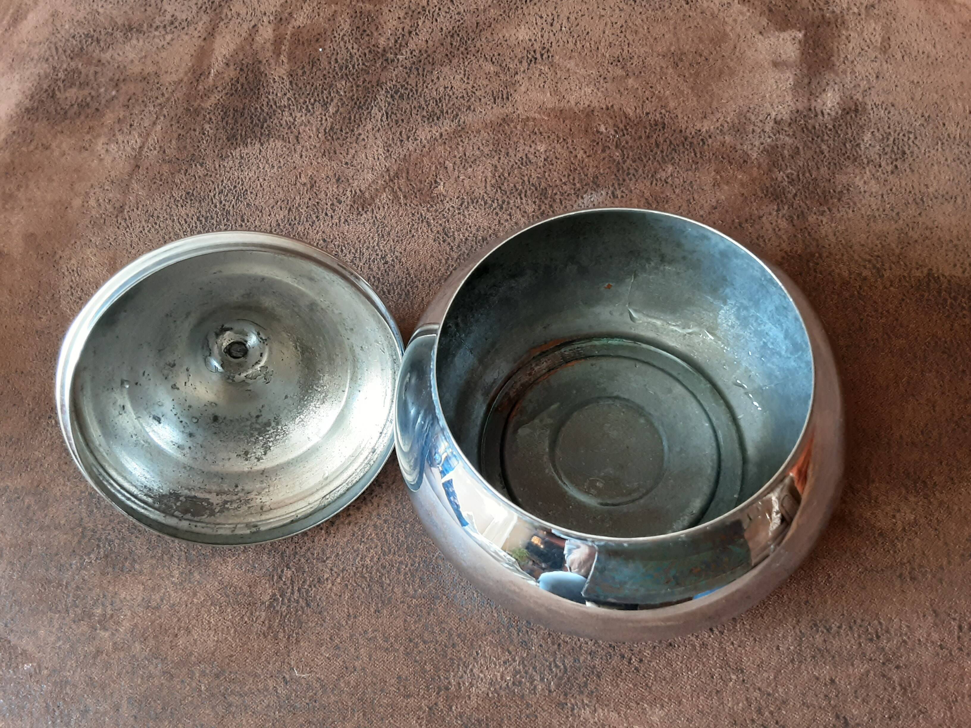 Vintage stainless steel sugar bowl