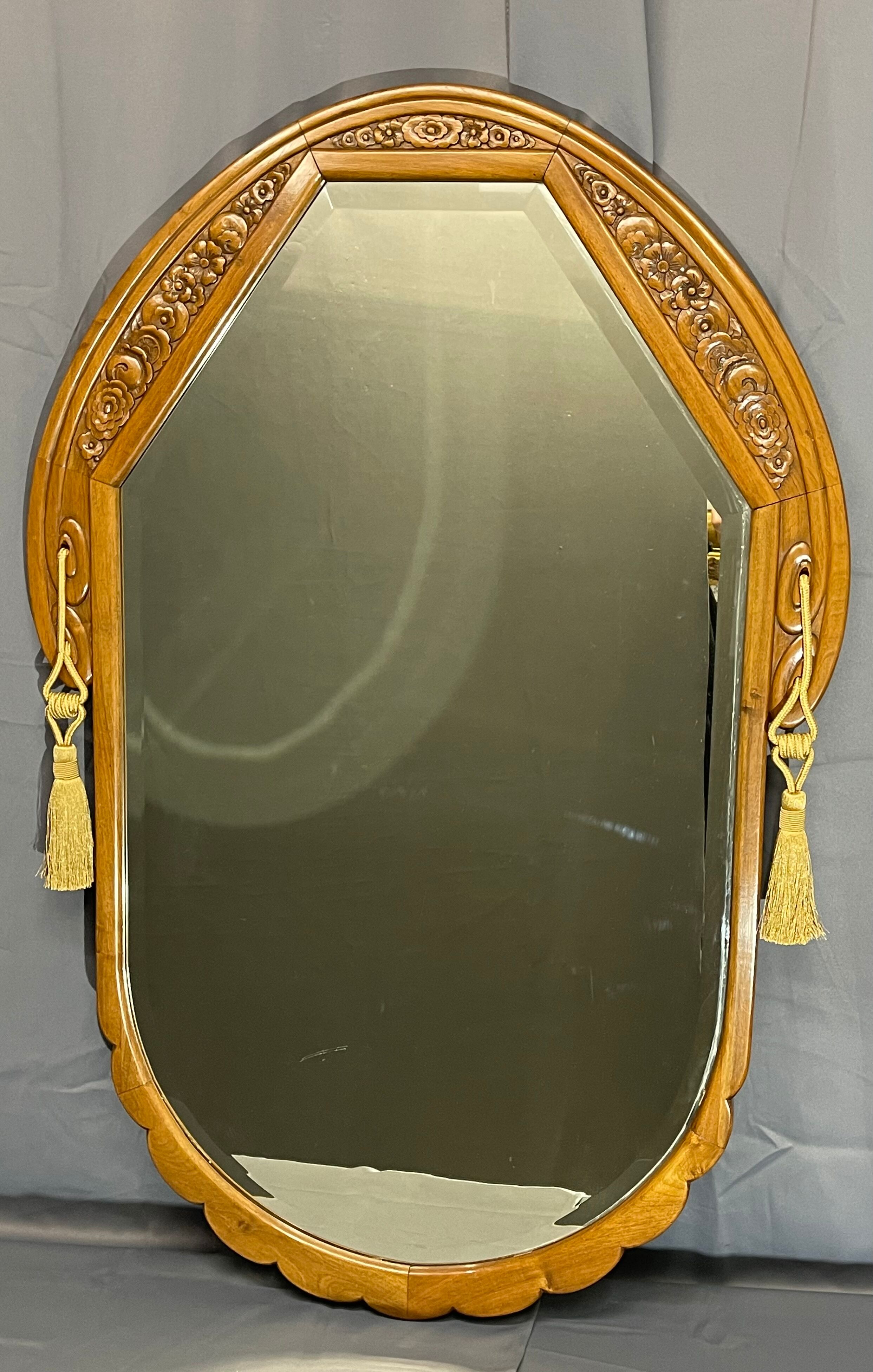 High mirror 118x78 art deco era solid walnut