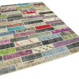 Tapis anatolien contemporain tissé à la main 173 cm x 231 cm tapis patchwork multicolore