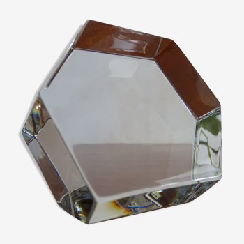 Baccarat crystal paper press - Signed hexagonal block