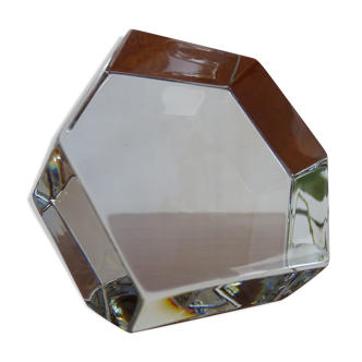 Presse papier cristal  Baccarat - Bloc hexagonal signé