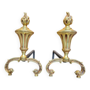 Chenets en bronze doré