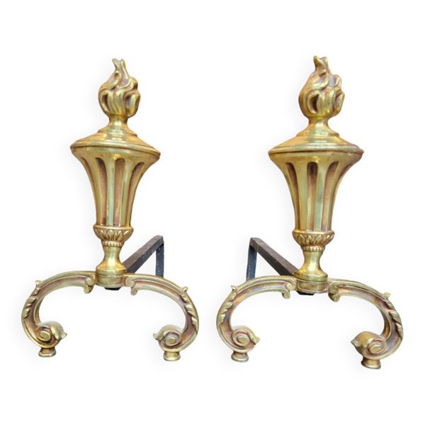 Chenets en bronze doré