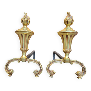 Chenets en bronze doré
