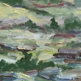 'Grasslands' - Vintage Mid Century Swedish Framed Oil Painting