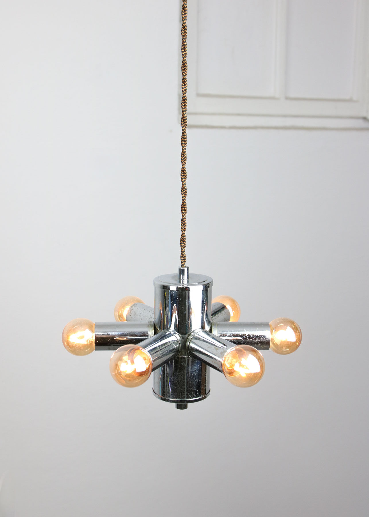 Vintage Italian Chrome Lamp Duo, 70s