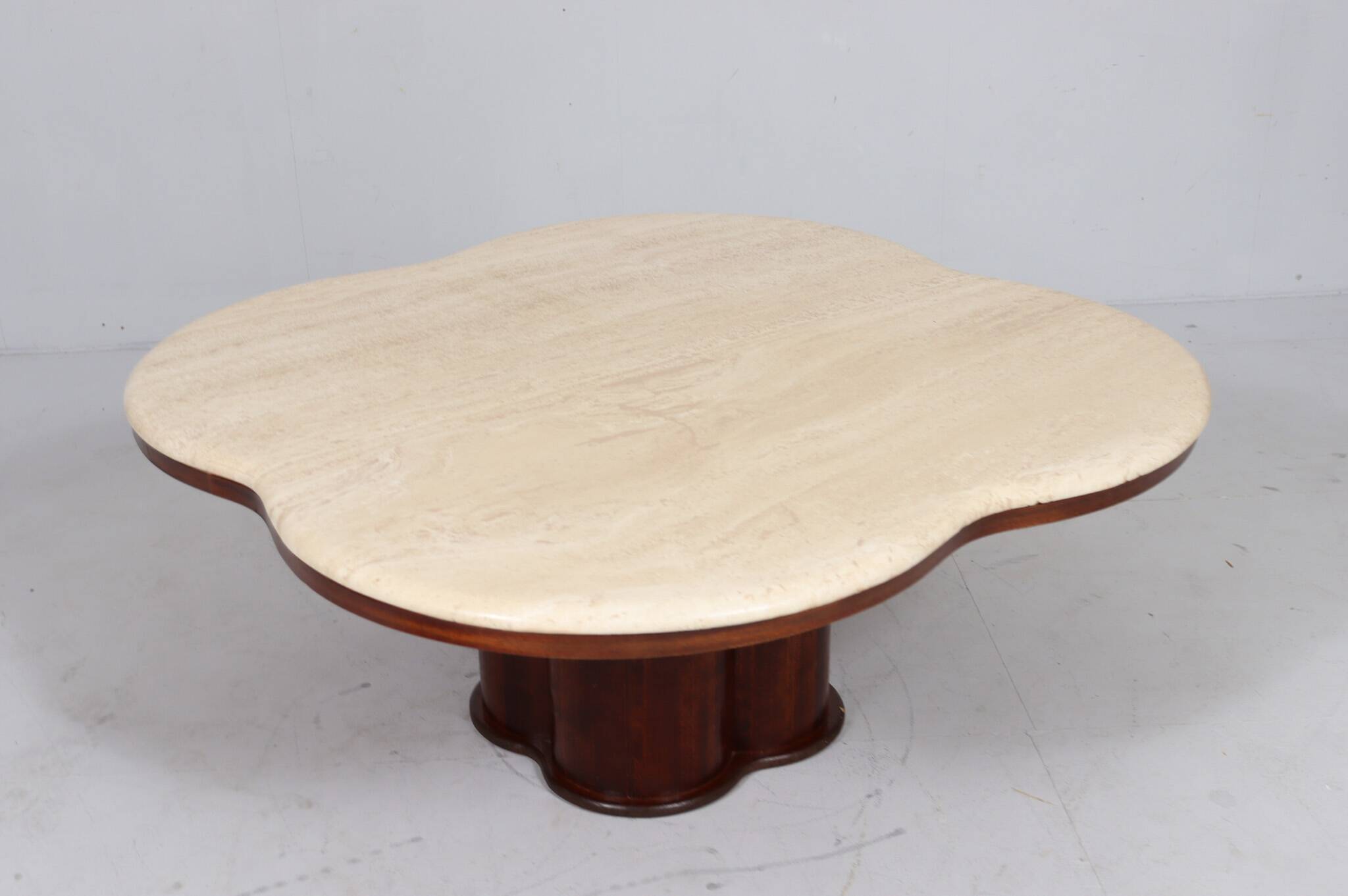 Coffee table with cloverleaf-shaped travertine top, Italy, 1970s