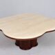 Coffee table with cloverleaf-shaped travertine top, Italy, 1970s