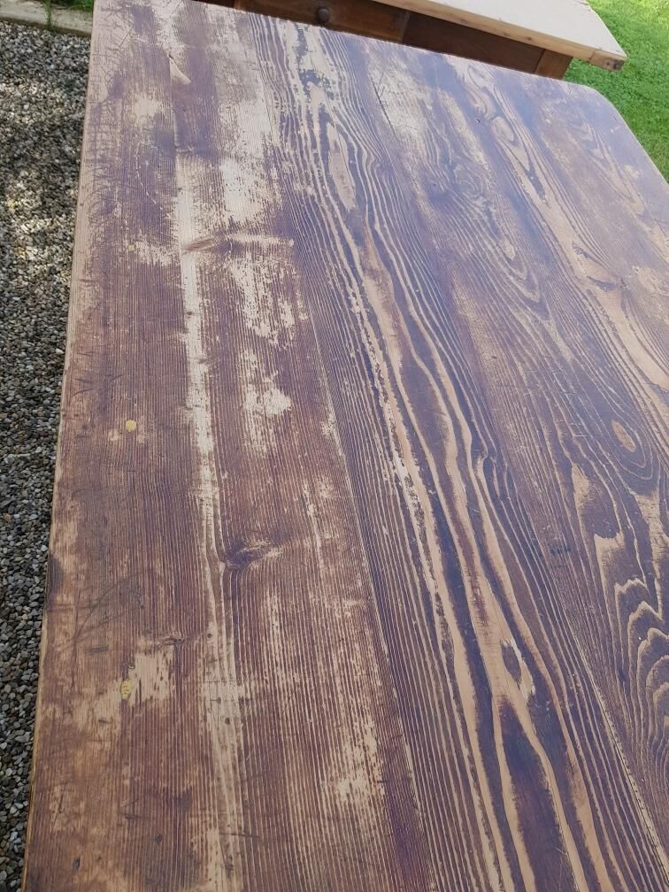 Old farm table in fir and oak