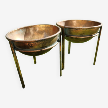 Pair of plant holders, copper planters