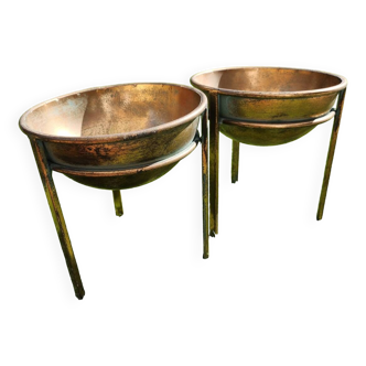 Pair of plant holders, copper planters